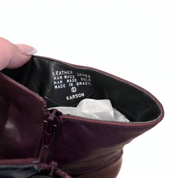 Anne Klein Vintage Karson Leather Ankle Boots Burgundy Brown Size 9.5 - Picture 5 of 6